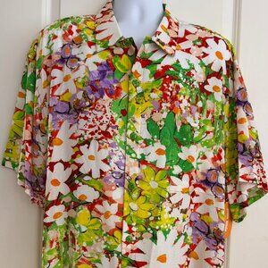 JAMS WORLD Hawaiian Aloha Short Sleeve Shirt NWT Daisy Patch Red XXL